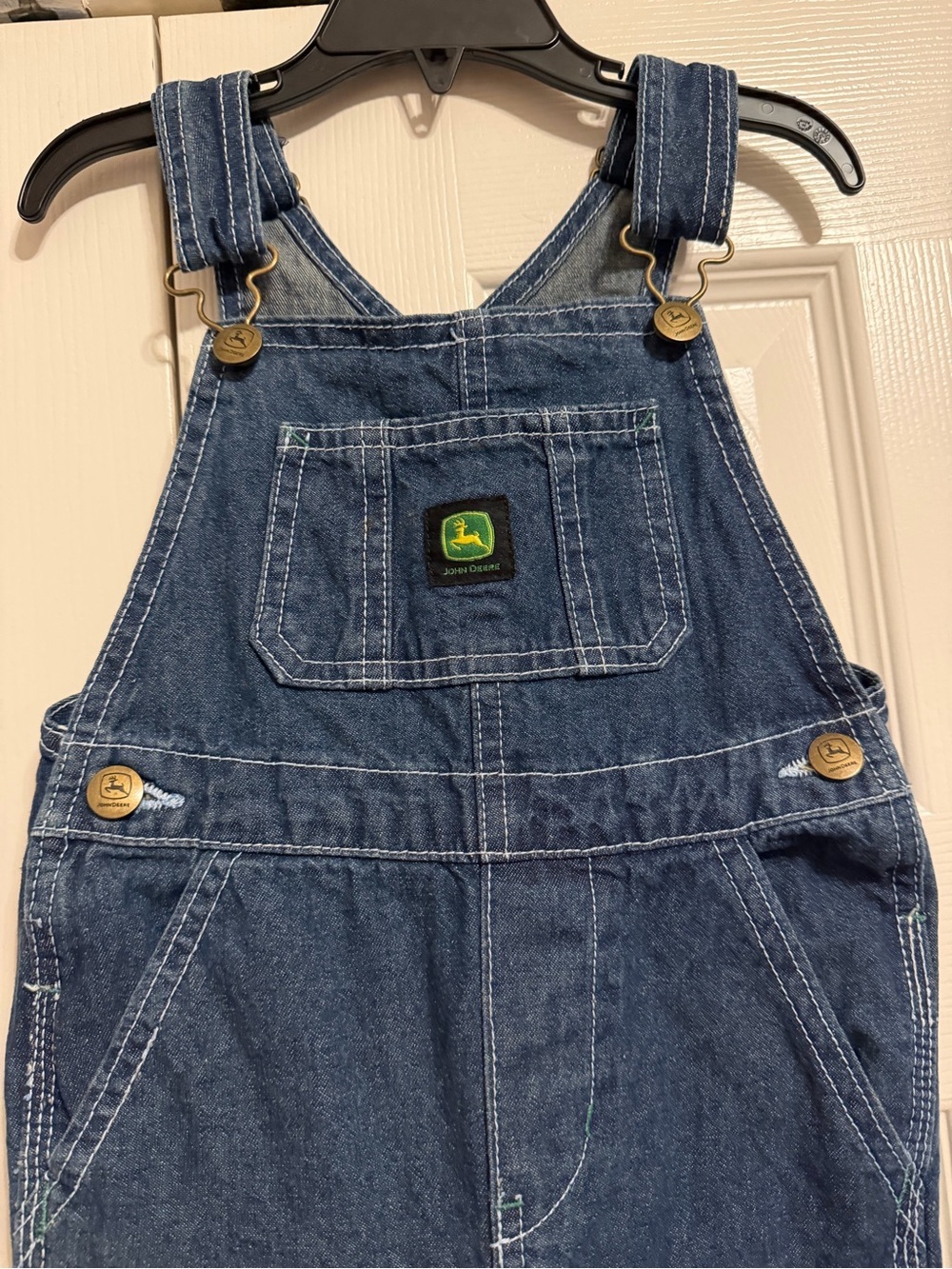 John Deere Blue Denim Overalls with Green Logo Patch